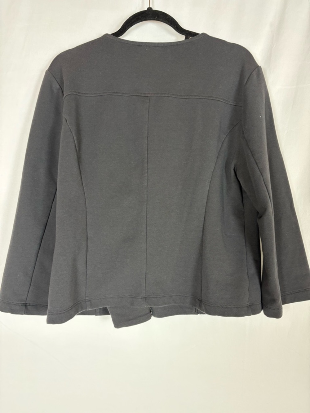LOFT Charcoal Gray Ruffle Zip-Front Blazer - Picture 6 of 7